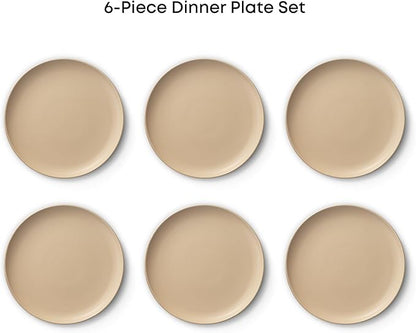 JoyJolt Mesa Stoneware Dinner Plates Set of 6, 10.5" Dish Set, Dishwasher and Microwave Safe Plate Set, Modern Rustic Dinnerware, Kitchen Serving Dishes - Matte Black