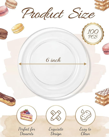 bUCLA 100Pieces Clear Plastic Plates - Image 2