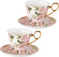 KAMMAK Tea Cups and Saucers Set of 2, Fine Bone China Coffee Cups, NX025 | by KAMMAK