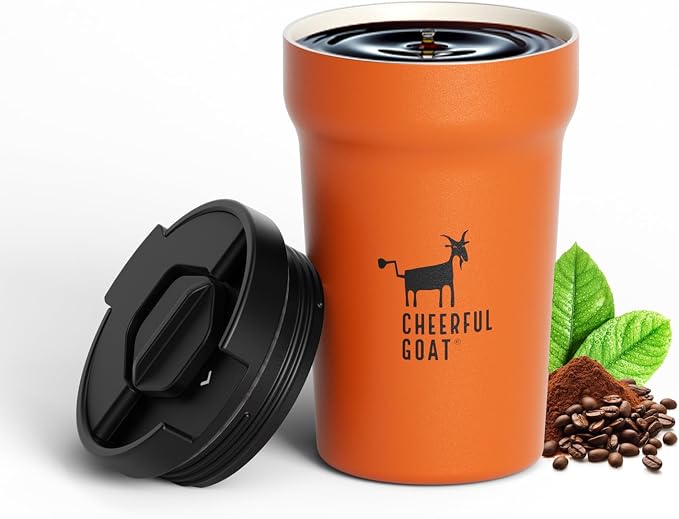 CHEERFUL GOAT Insulated Coffee Mug – Stainless Steel Travel Coffee Tumbler by CheerfulGoat