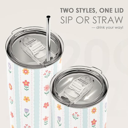 SANDJEST Floral Tumbler 20oz, Stainless Steel Travel Cup - Image 5