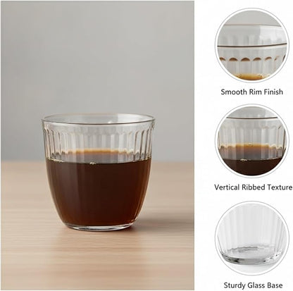 Handleless Glass Mug with Vertical Stripes - Image 6