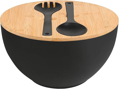 LOVYANXUE Salad Bowl with Lid, Nature Bamboo Mixing and Serving Bowl with Lid by LOVYANXUE