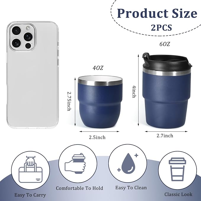 CHLJAR Espresso Cups, 6oz Insulated Espresso Cup Set of 2, Espresso Shot Cups - Image 2
