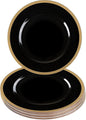 PARTY BARGAINS 13-Inch Charger Plates - 8 Pack, Black Gold Rim, Heavy-Duty Disposable Chargers for Elegant Dining - Ideal for Weddings and Formal Events