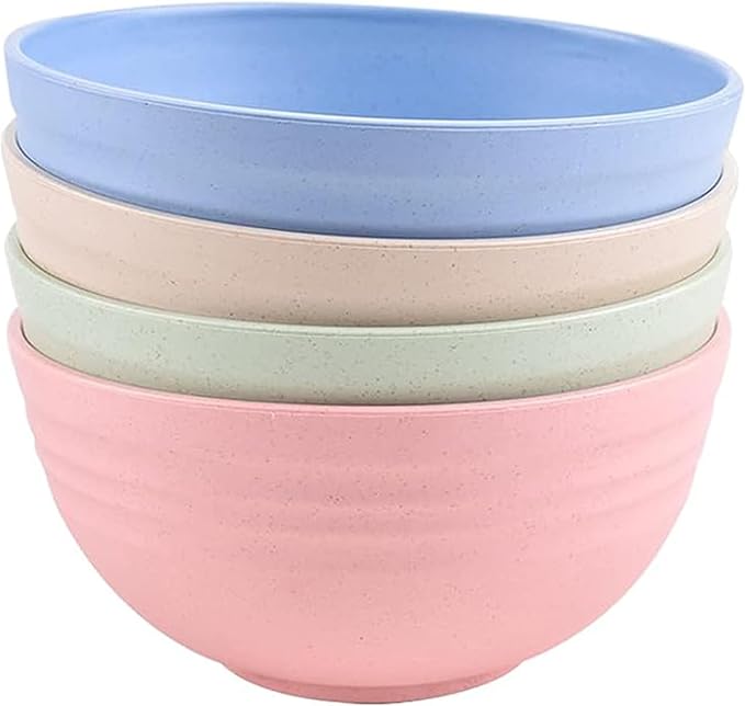 Unbreakable Cereal Bowls 24 OZ Reusable Wheat Straw Bowl Set of 4, Microwave & by Unknown