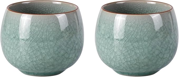 KAMMAK Japanese Tea Cups, 5 Oz Small Handmade Ceramic Teacups, Loose Leaf and by KAMMAK