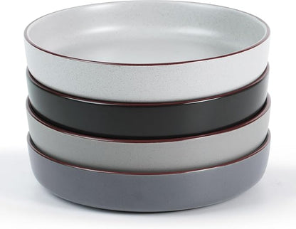 famiware Mercury Pasta Bowls Set of 4, 33 oz Large Salad Bowls, Lead-free and by Famiware