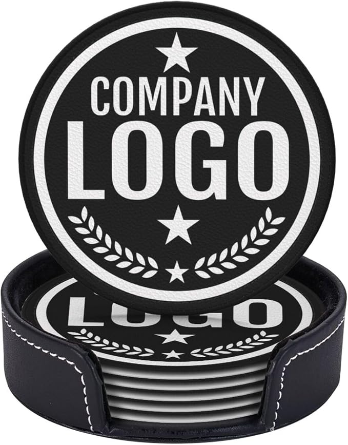 Custom Leather Coasters with Logo by Handmade