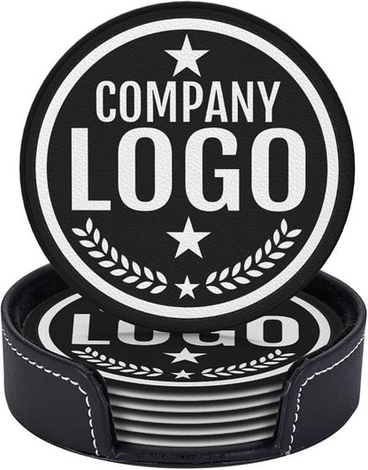 Custom Leather Coasters with Logo by Handmade