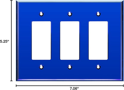 LIDER Reflective Acrylic Decorator Wall Plate, Mirrored Light Switch Plate, Plexiglass Outlet Cover, Acrylic Glass, Oversized 3-Gang 5.25" x 7.06", LWP-33O-ABL, Blue