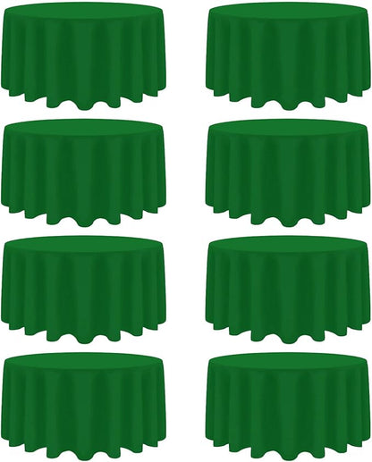 8 Pack Green Round Tablecloth 120 Inch Wrinkle Resistant Round Green Table Cloth Reusable and Washable Polyester Fabric Table Covers for Buffet Wedding Party and Banquet