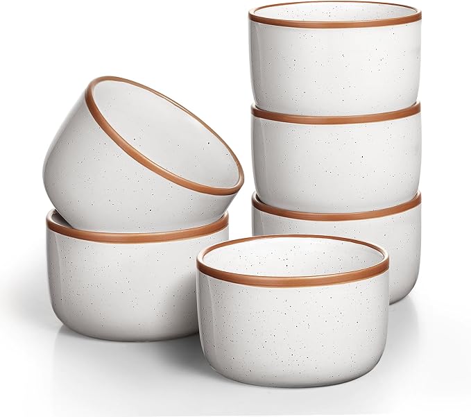 Ramekins Set of 6, 8 oz Creme Brulee Ramekins Oven Safe, Porcelain Ramekin Bowls by Gencywe