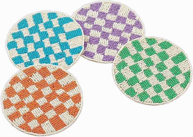 Folkulture Coaster for Drinks | Pack of 4 Multicolor Boho Coasters | Cute Round by FOLKULTURE