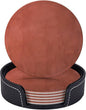 6 Pcs Burnt Orange Leather Coasters by CAPVKING