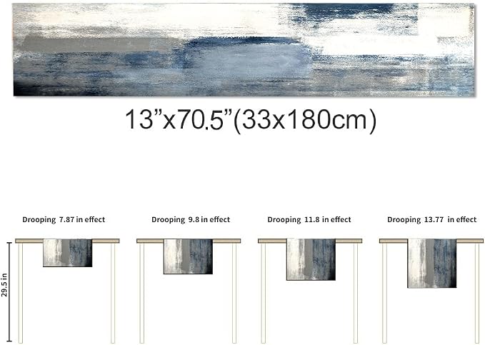 White Gray Table Runners Modern Art Farmhouse Linen Table Runners Dresser - Image 7