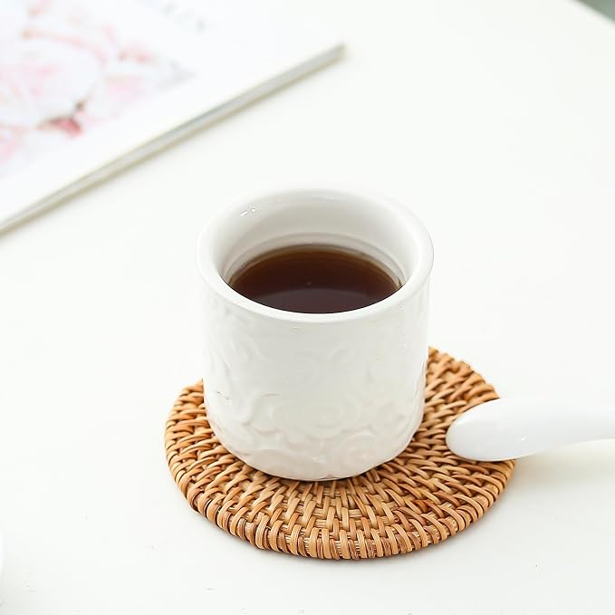 Ceramic Espresso Cups Set of 2, 3.4 Oz Espresso Mugs, Demitasse Cups - Image 2