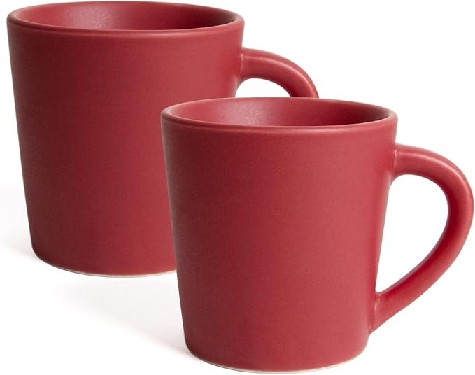 4.2 oz Espresso Cups Set of 2, Ceramic Red Coffee Mugs Demitasse Cups | Small by YINUOWEI