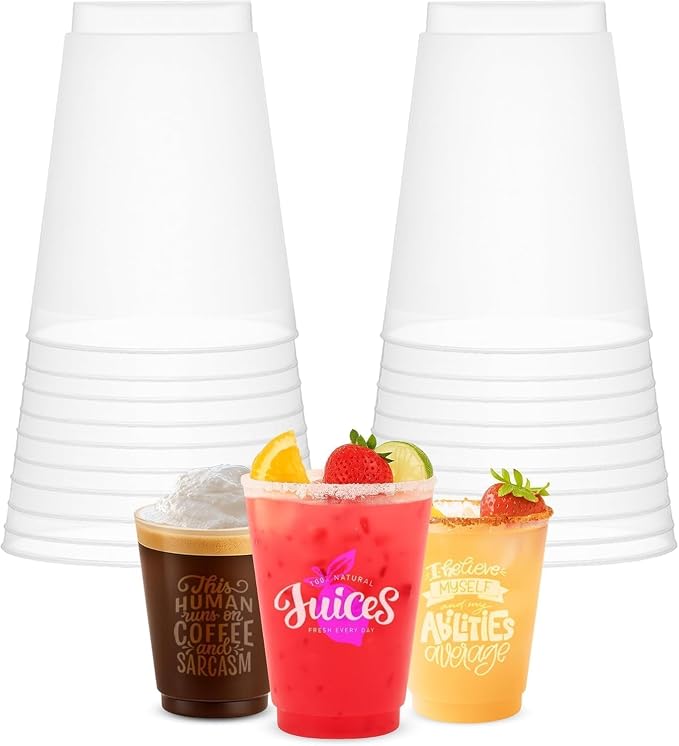 Concession Essentials 12oz Frost Flex Plastic Cups – 500 Pack – Shatterproof by Unknown