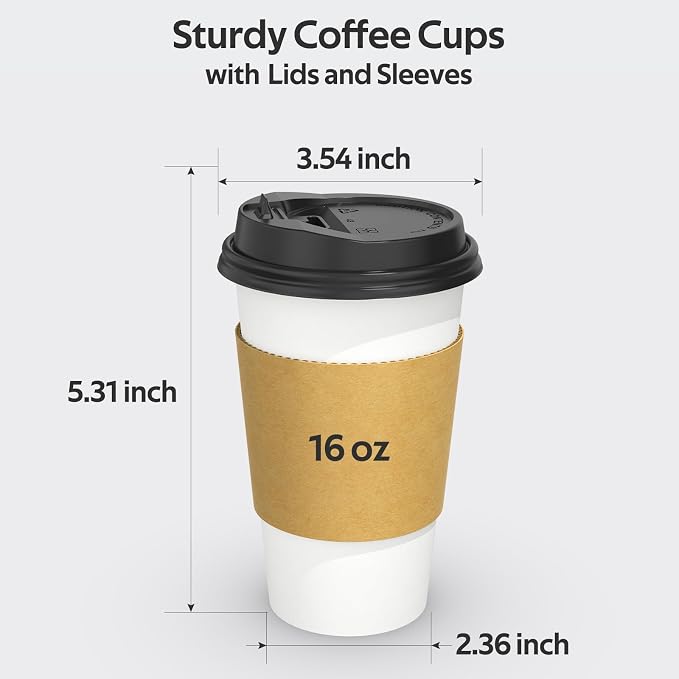 Dealusy 100 Pack 16 oz Disposable Coffee Cups - Image 2