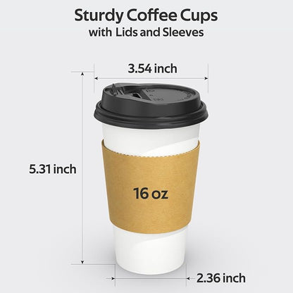 Dealusy 100 Pack 16 oz Disposable Coffee Cups - Image 2