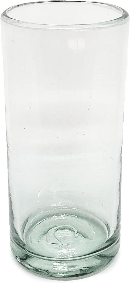Clear 20 oz Tall Iced Tea Glasses (set of 6), Hand Blown Mexican Glassware, Recycled Glass Drinking Glasses, Lead-Free, Cocktail Margarita Glasses, Wine Glasses, Shot Glasses, Whiskey Glasses (IceTea)