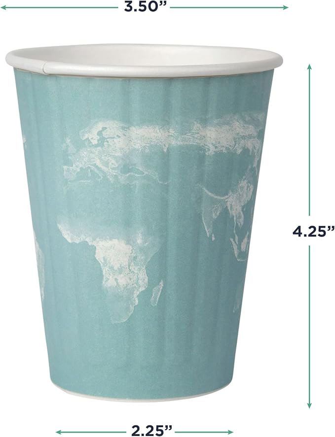 ECO PRODUCTS Compostable Disposable Insulated World Art 12oz Coffee Cups - Image 3