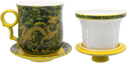 Porcelain Tea Cup with Infuser Lid and Saucer Sets - Image 4