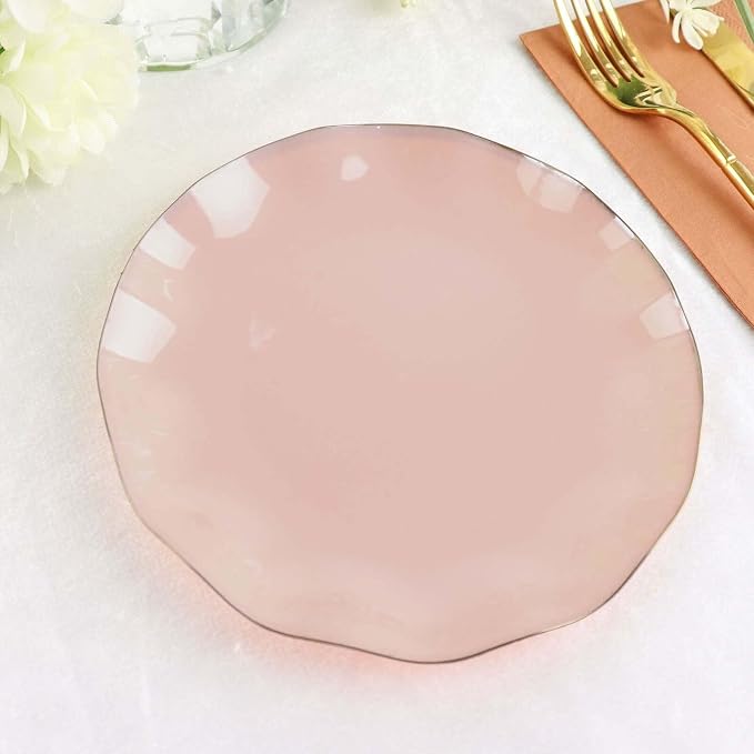 Efavormart 10 Pack | Blush/Rose Gold 6" Round Plastic Dessert Salad Plates - Image 9