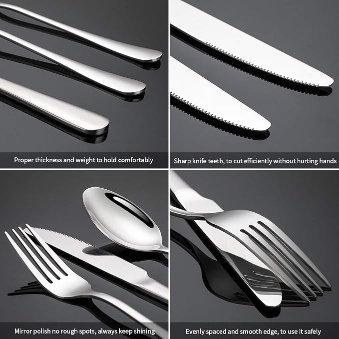 Silverware Set, Briout Flatware Set Service - Image 3