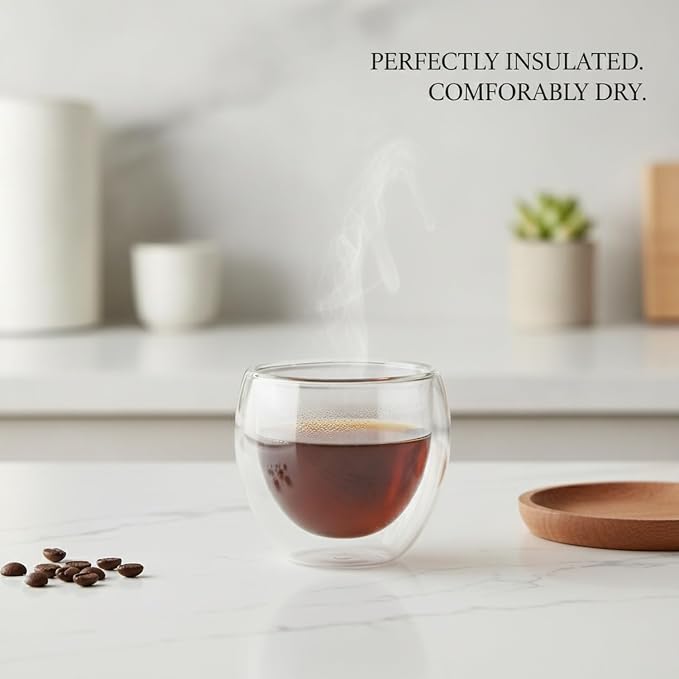 Handleless Double-Wall Silhouette, 2.7 oz Borosilicate Glass Espresso Cup - Image 2