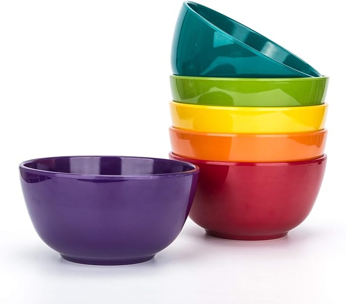KX-WARE Melamine Bowls set - 28oz 6inch 100% Melamine Cereal/Soup/Salad Bowls by KX-WARE