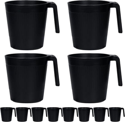 Greentainer Ribbed Drinking Glasses Coffee Mugs Set of 8, Plastic Coffee Cups by Greentainer