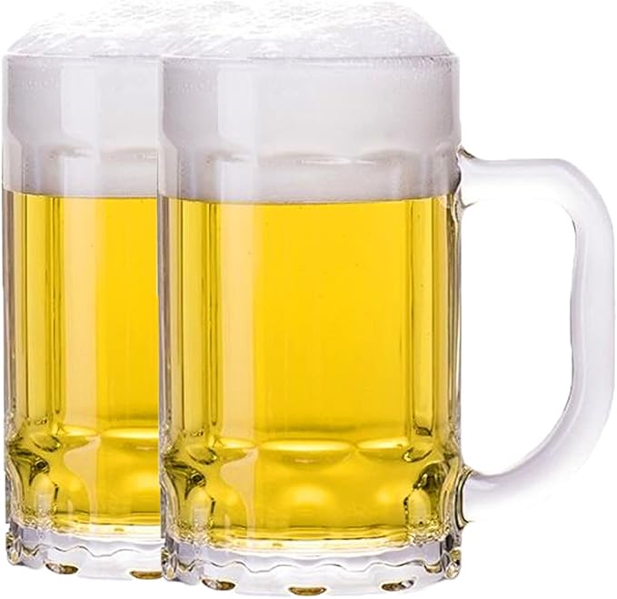 2 Pack Heavy Beer Mugs, Large Beer Glasses by TUSAPAM