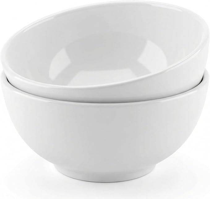 2 Pack Porcelain Soup Bowls, 27 Oz Large Deep White Ceramic Bowls by CACASO