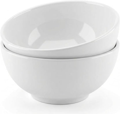 2 Pack Porcelain Soup Bowls, 27 Oz Large Deep White Ceramic Bowls by CACASO