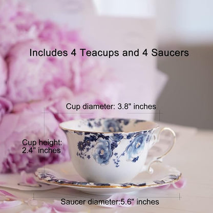 Ceramic Tea Cups Coffee Cup and Saucers Set of 4 - Image 7