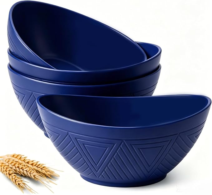 Wheat Straw Bowls, 9.6 inch Salad Bowls, Large Serving Dishes by HOMIENLY