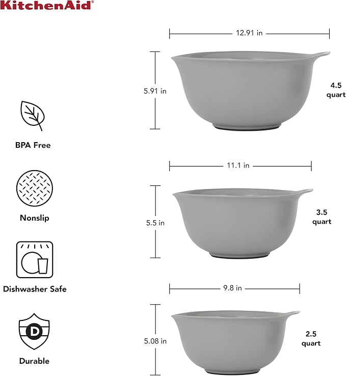 KitchenAid Universal Nesting Plastic Mixing Bowls, 2.5 quart, 3.5 quart - Image 3