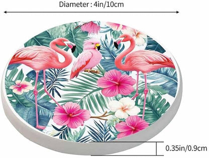 Toucan and Flamingos Drink Coaster for Tabletop Protection Exotic Banana Tropical Leaves Jungle Animal Birds Non-Slip Cups Place Mats Home Decor Diatomite Material for Men Women