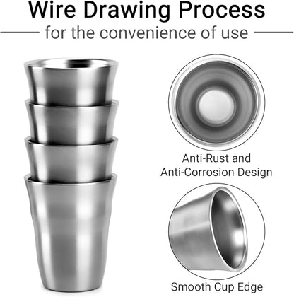 Beasea Metal Cups 8 oz Set of 4, Stainless Steel Cup 8 oz Double Wall Stackable - Image 4