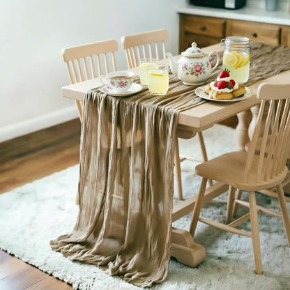 Nude Cheesecloth Table Runner 120 Inches 10 Ft Gauze Table Runner | Summer Boho - Image 3