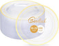 Goodluck 100PCS Clear Gold Plastic Plates, 10.25 Inch Dinner Plate with Silver Rim, Heavy Duty Disposable Plastic Plates for Party, Wedding, Birthday & Daily Use
