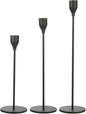 Set of 3 Black Candlestick Holders - Decorative Taper Candle Holders for Home Decor, Wedding, Dining, Party, Anniversary