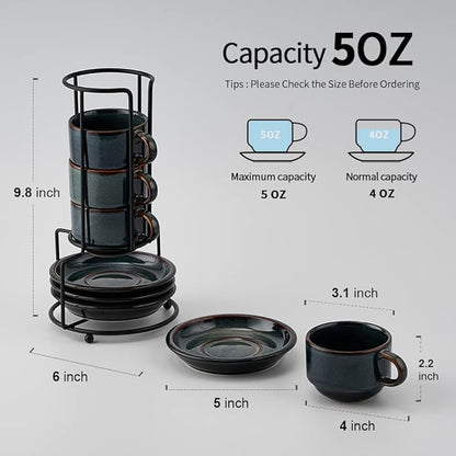 JIEMEI HOME Porcelain Stackable Espresso Cups - Image 5