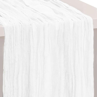 1 Pack White Cheesecloth Table Runner 35x120 Inch 10Ft Rustic Gauze Cheese by SuBleer