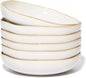 Pasta Bowls Set of 6, Wavy Rim Large Salad Bowl, Dishwasher Safe Ceramic Plates, White Everyday Pasta Plates for Soup, Noodle, Dinner