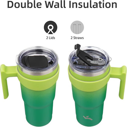 Konokyo 20 oz Tumbler with Handle and Straw, Insulated Travel Mug | Matcha - Image 3