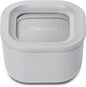 Caraway Mini Square Food Storage Container - 1.75 Cup Glass Storage Container for Food - Non-Toxic Ceramic-Coated Glass - Air Release Technology - Compact & Stackable Design - Gray