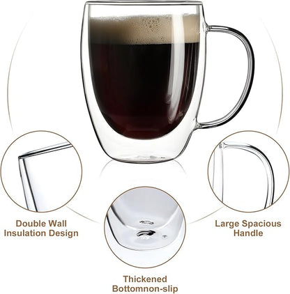 Aurzen 2 Pack Double Walled Glass Coffee Mugs - Image 4